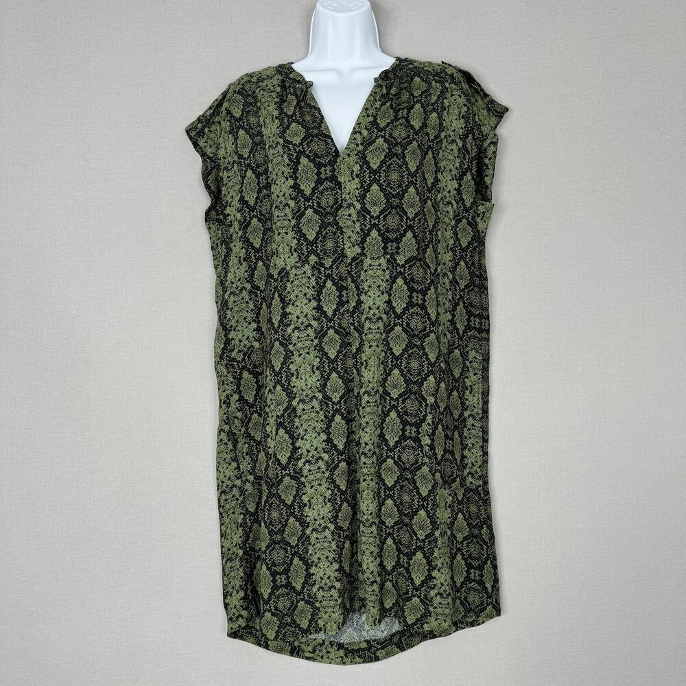 Anthropologie Rachel Tunic Dress Womens Small Green Snakeskin Print‎ Boho Grunge